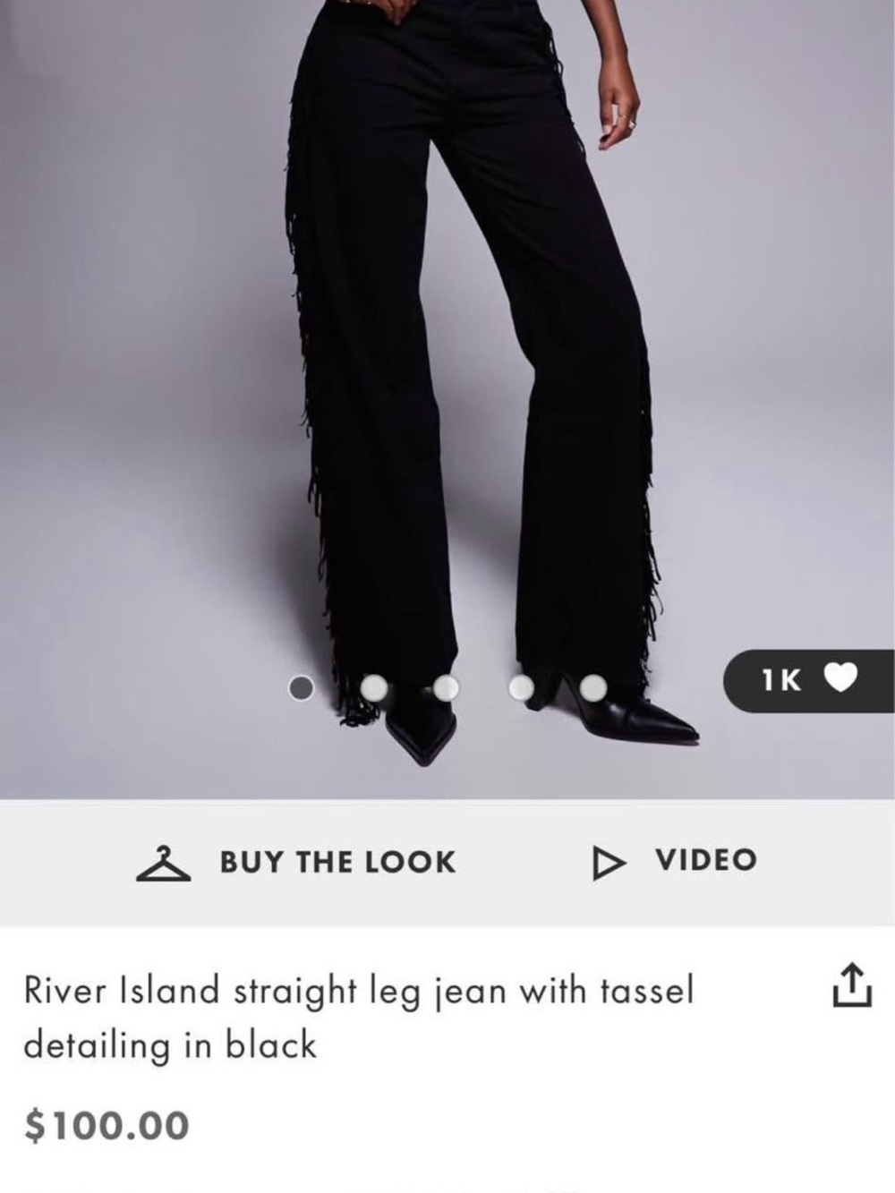 ASOS Black fringe wide pant